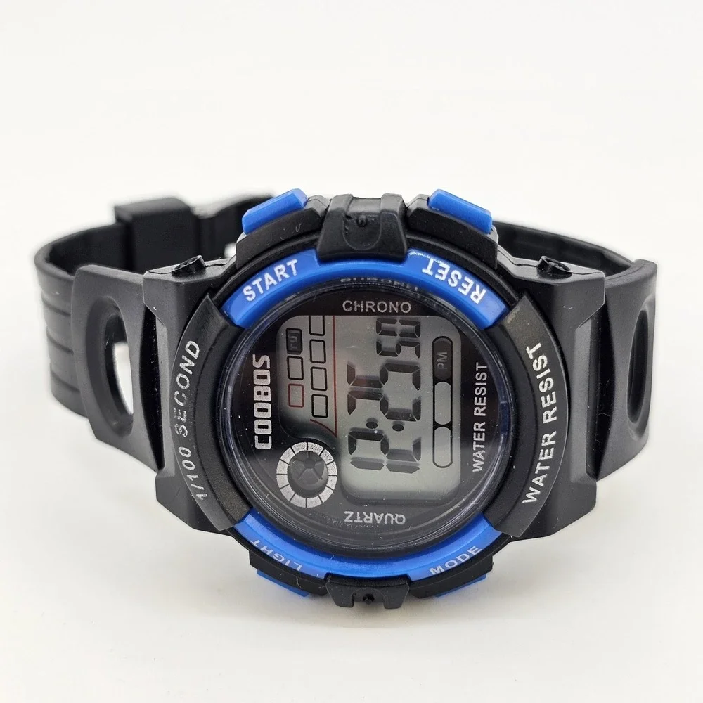 Men's Sport Digital Watch 44MM Black Plastic Bands New Battery‎